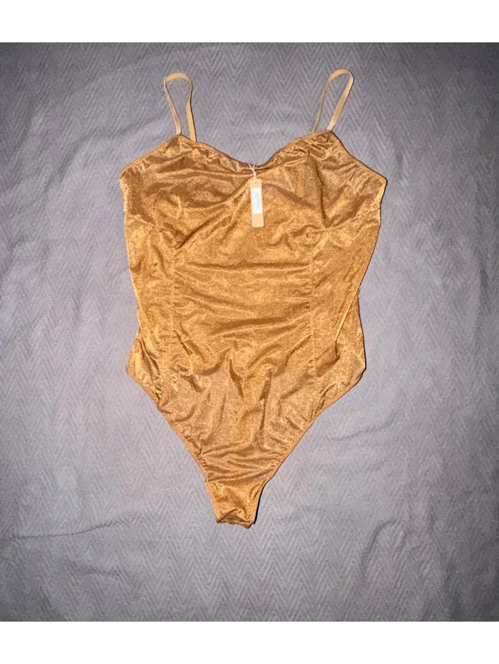 Women's 4X Gold Shimmer Bodysuit with Adjustable Straps